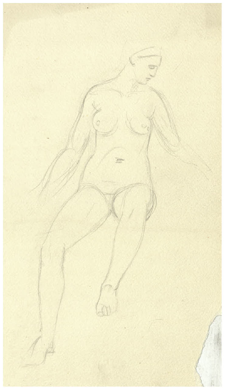 Nudo femminile seduto (disegno) di Disertori, Benvenuto Maria (sec. XX)