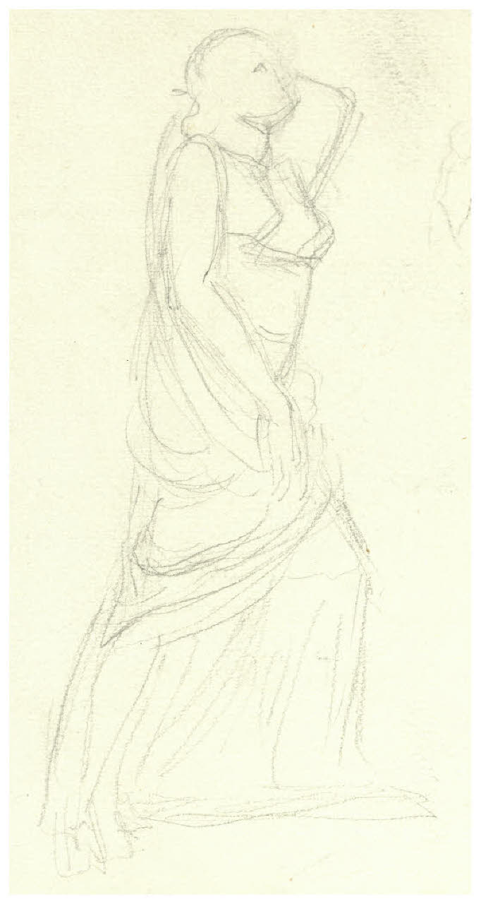 Studio di figura femminile con panneggio (disegno) di Disertori, Benvenuto Maria (prima metà sec. XX)