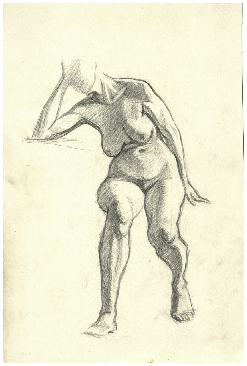 Nudo femminile seduto (disegno) di Disertori, Benvenuto Maria (prima metà sec. XX)