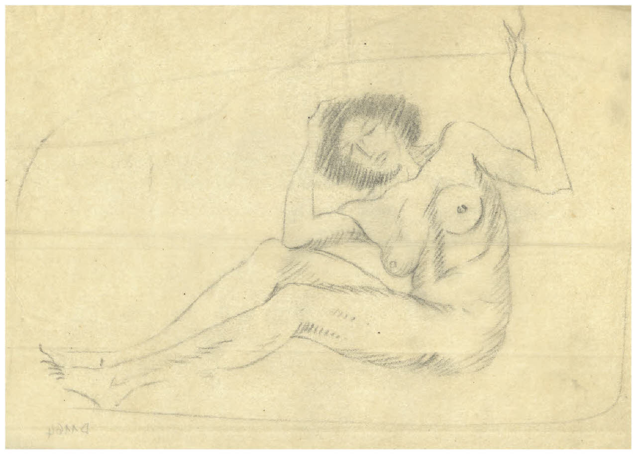 Studio di nudo femminile seduto (disegno) di Disertori, Benvenuto Maria (sec. XX)
