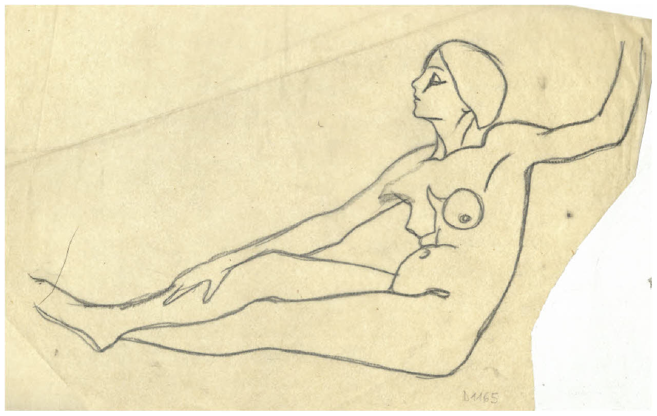 Nudo femminile seduto (disegno) di Disertori, Benvenuto Maria (sec. XX)