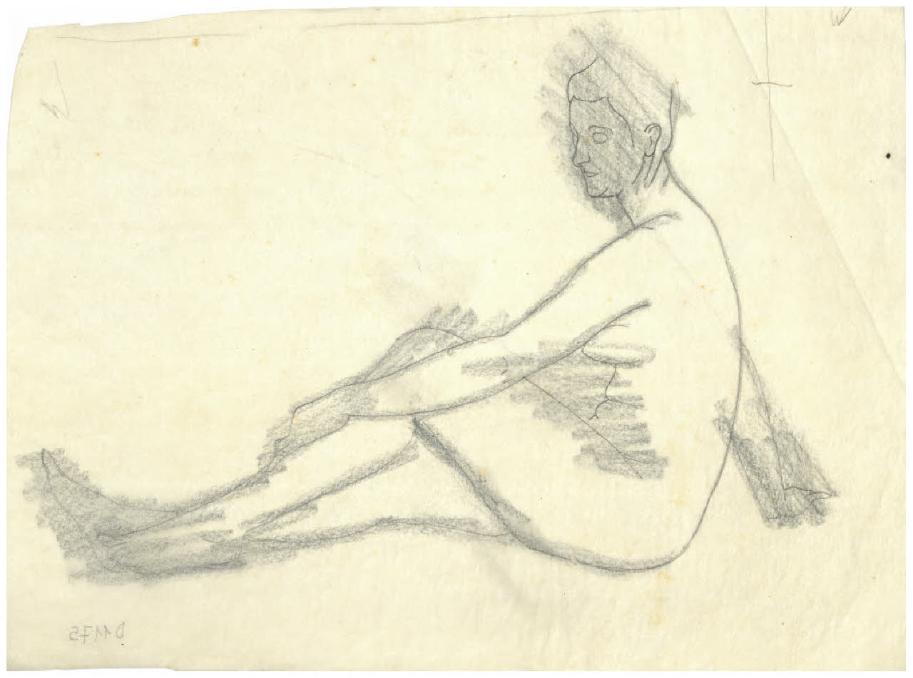 Nudo femminile seduto (disegno) di Disertori, Benvenuto Maria (primo quarto sec. XX)