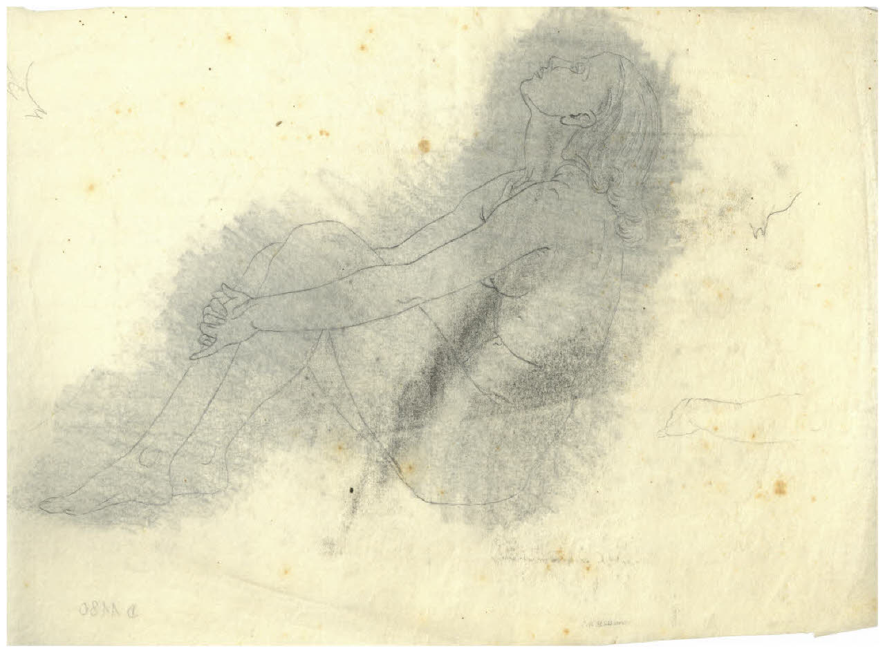 Studio di nudo femminile seduto (disegno) di Disertori, Benvenuto Maria (prima metà sec. XX)