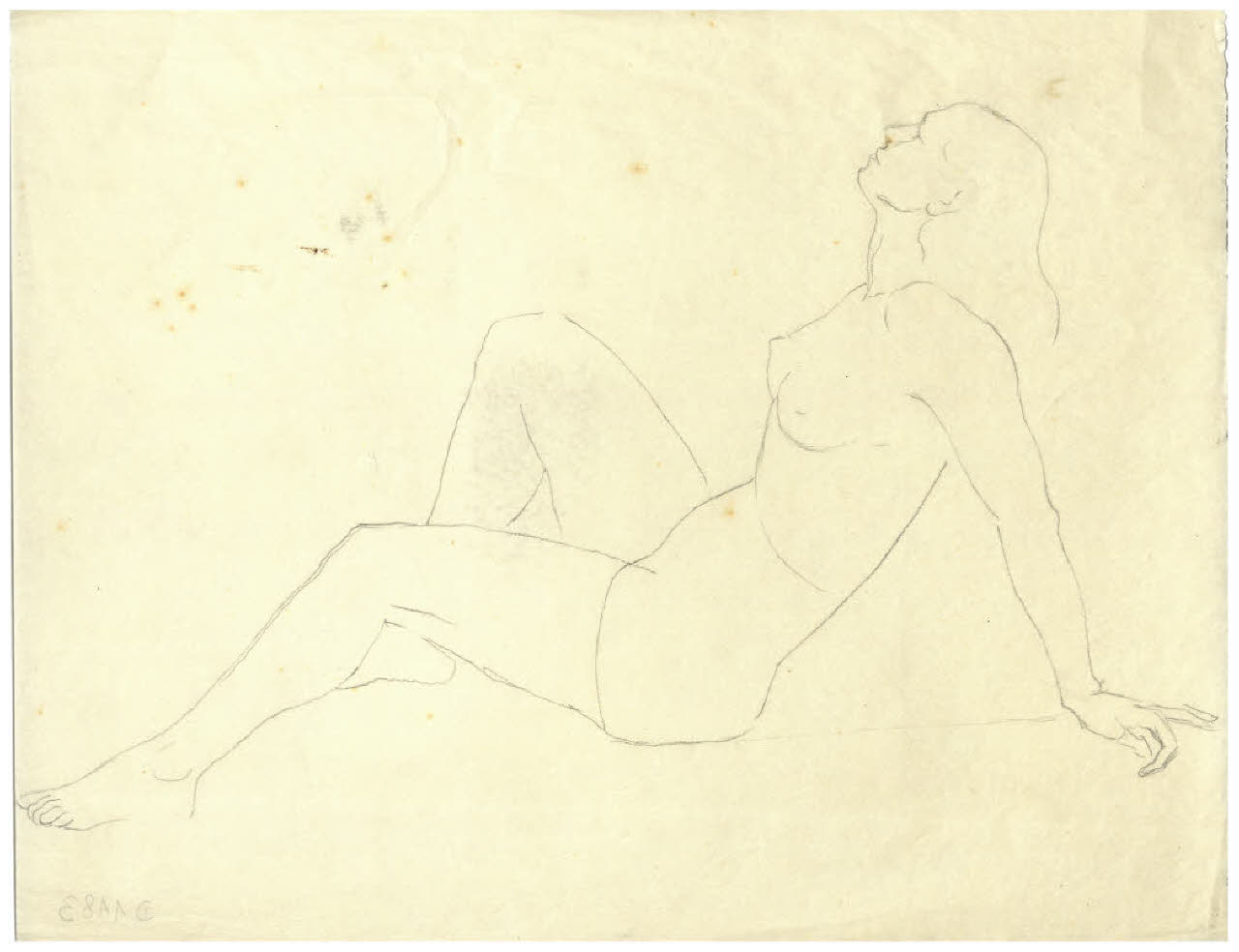 Figura femminile seduta (disegno) di Disertori, Benvenuto Maria (prima metà sec. XX)