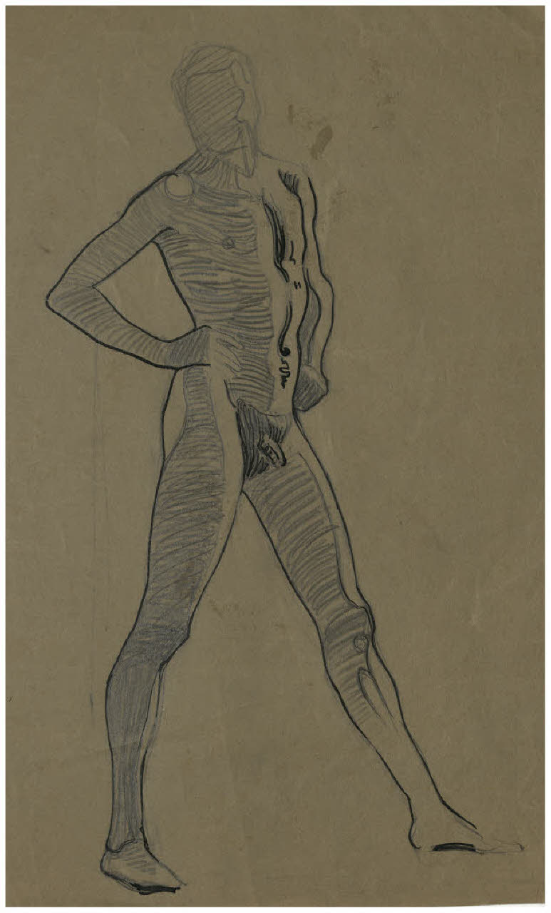 Studio di nudo maschile (disegno) di Disertori, Benvenuto Maria (prima metà sec. XX)