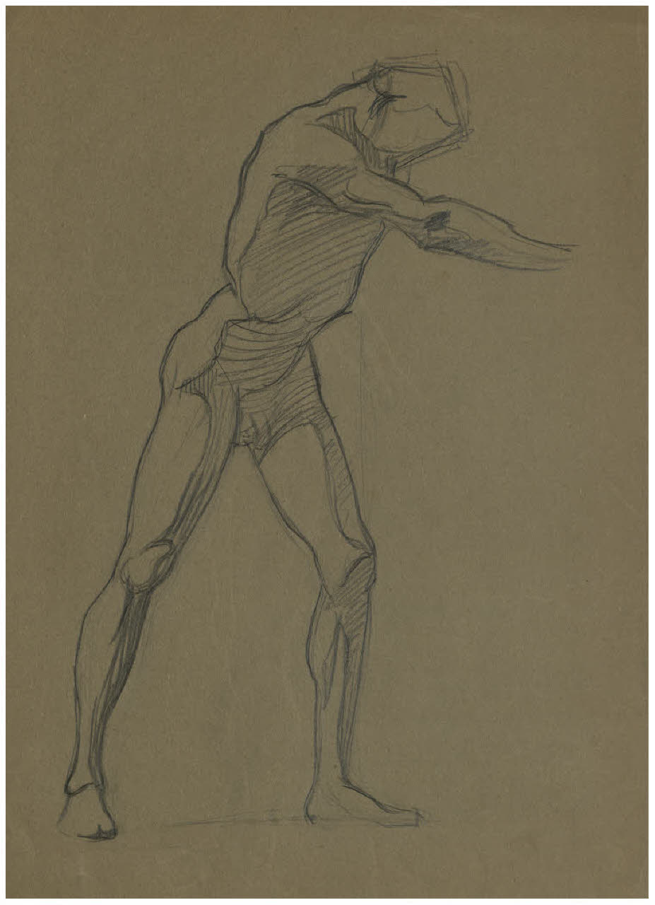 Studio di nudo maschile (disegno) di Disertori, Benvenuto Maria (prima metà sec. XX)