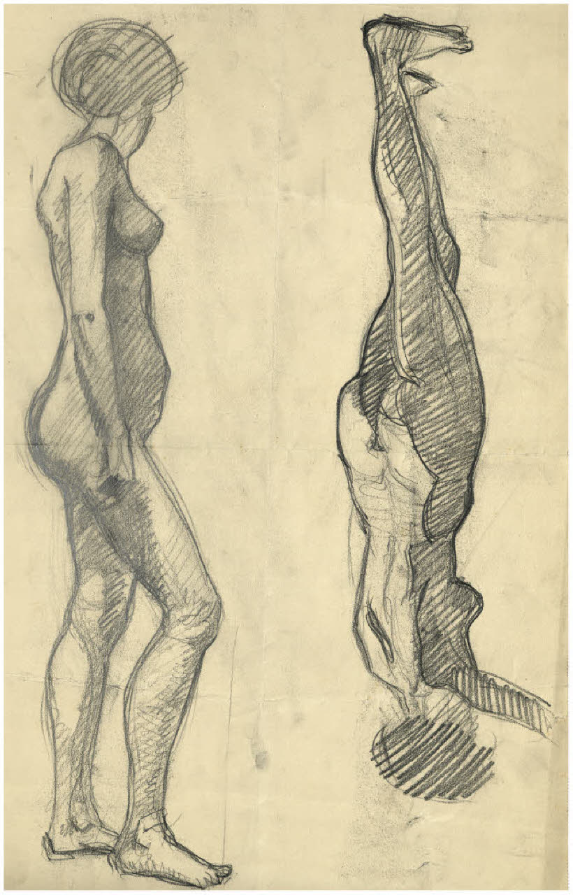 Due nudi femminili (disegno) di Disertori, Benvenuto Maria (prima metà sec. XX)