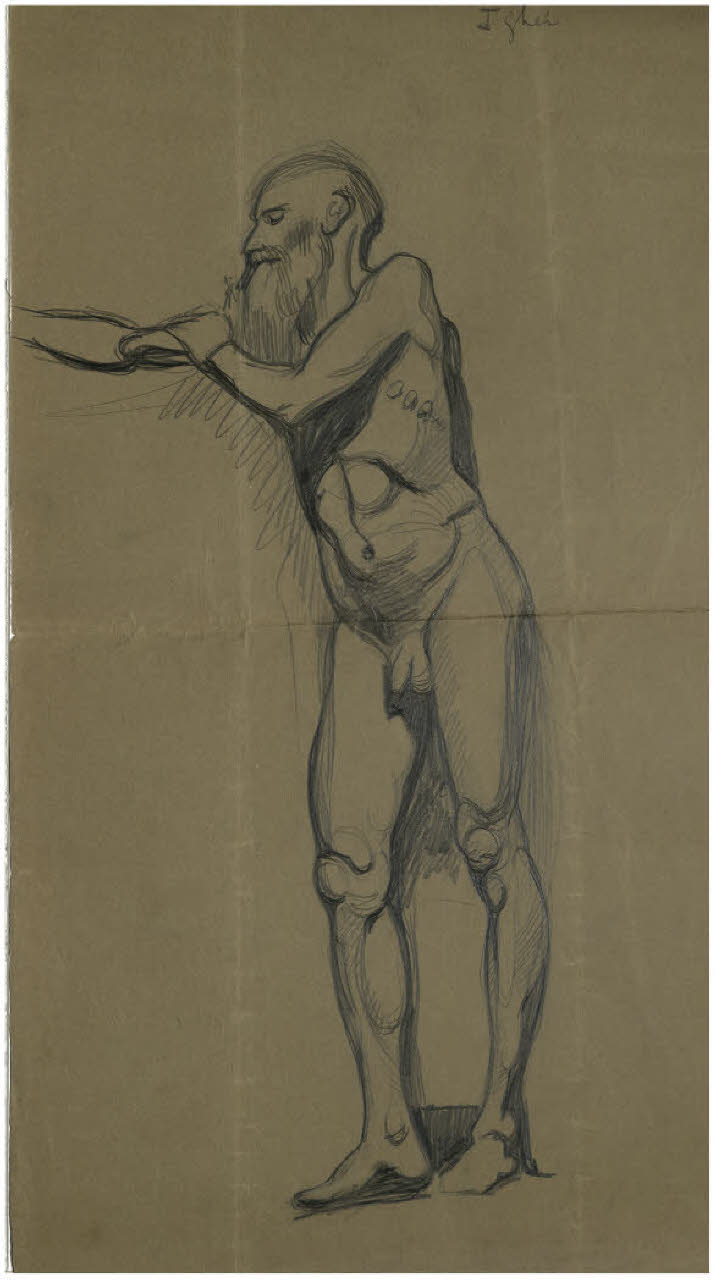 Studio di nudo maschile (disegno) di Disertori, Benvenuto Maria (prima metà sec. XX)