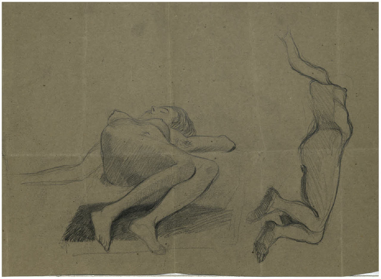 Due studi di nudi femminili sdraiati (disegno) di Disertori, Benvenuto Maria (prima metà sec. XX)