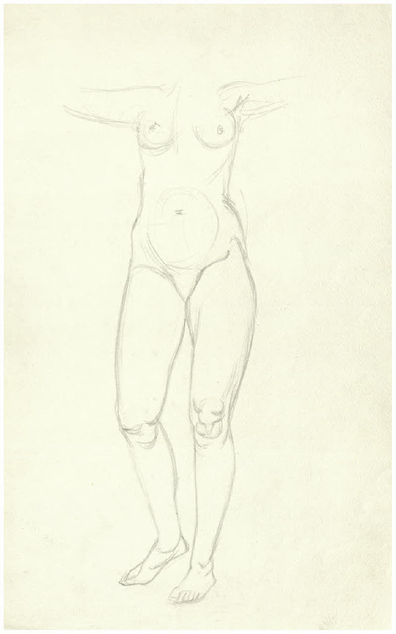Studio di nudo femminile (disegno) di Disertori, Benvenuto Maria (prima metà sec. XX)