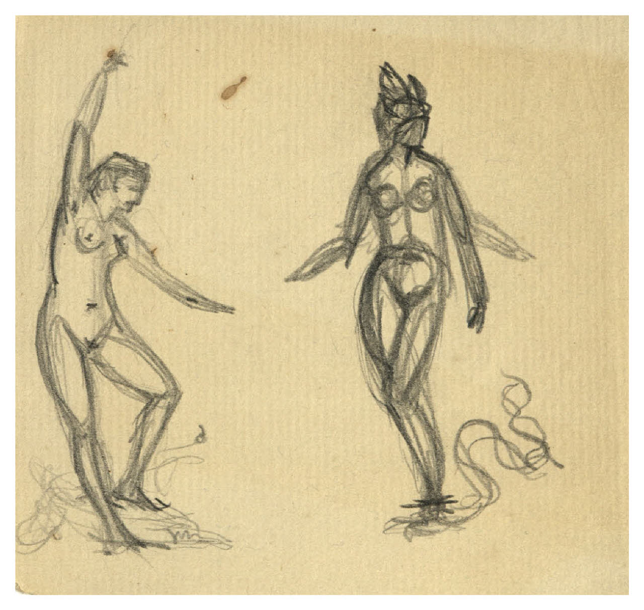 Due nudi femminili. Studio di composizione (disegno) di Disertori, Benvenuto Maria (prima metà sec. XX)