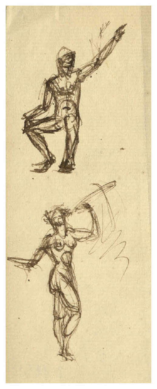 Due studi di figure (disegno) di Disertori, Benvenuto Maria (prima metà sec. XX)