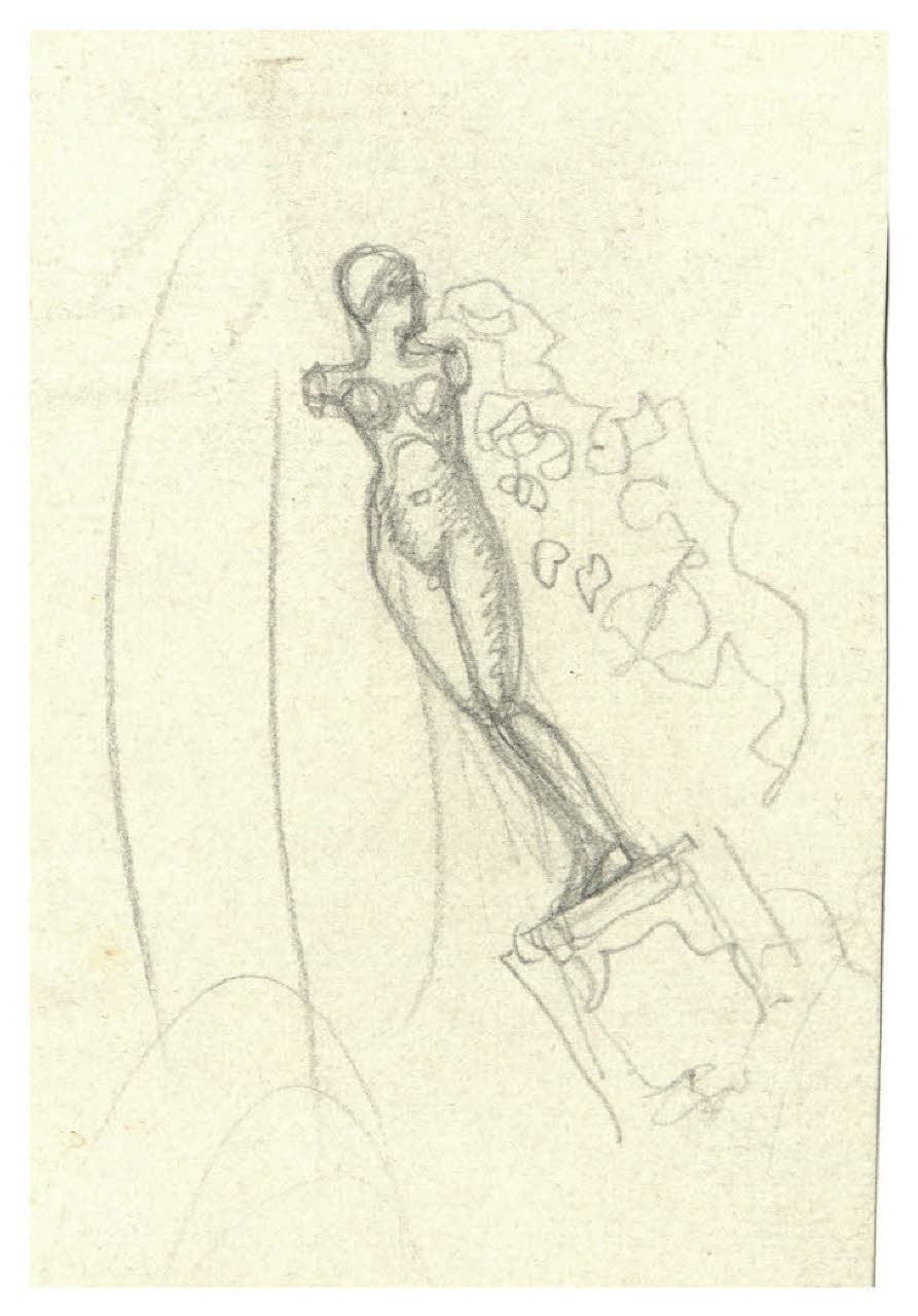 Scultura che ritrae una figura femminile senza le braccia (disegno) di Disertori, Benvenuto Maria (prima metà sec. XX)