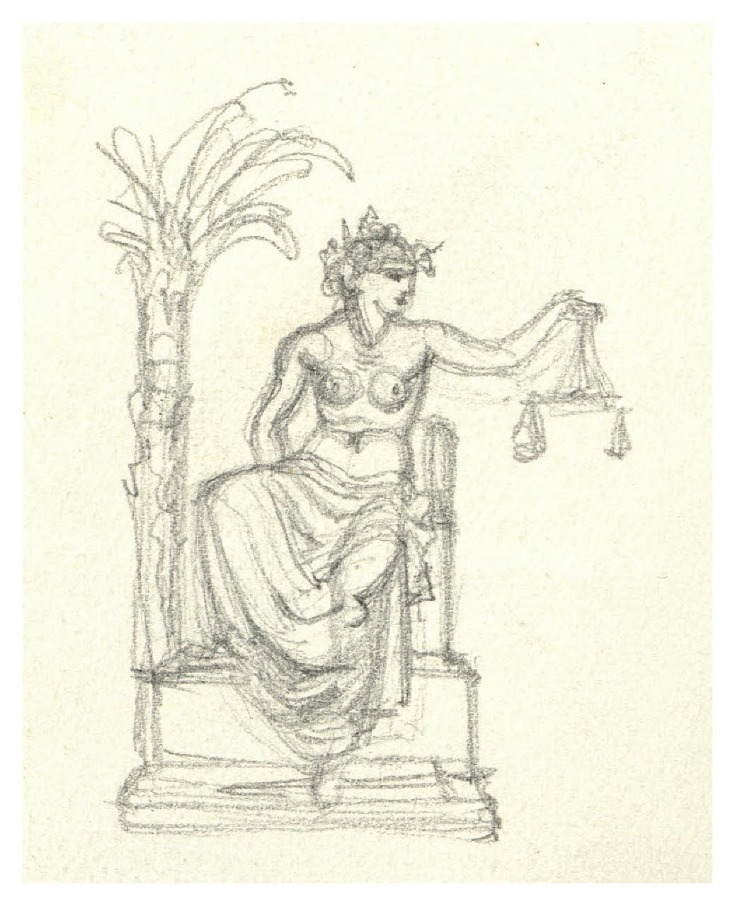 La Giustizia. Studio per illustrazione (disegno) di Disertori, Benvenuto Maria (prima metà sec. XX)