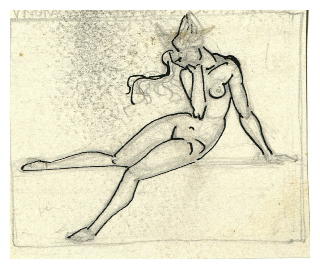 Figura femminile con ali al capo (disegno) di Disertori, Benvenuto Maria (prima metà sec. XX)