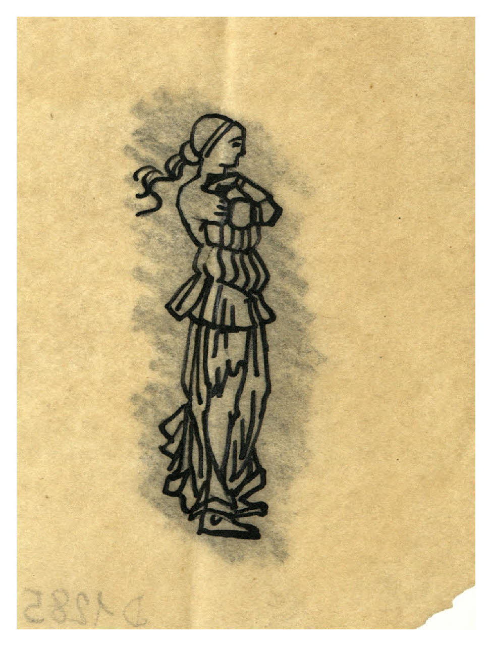 Figura femminile all'antica (disegno) di Disertori, Benvenuto Maria (prima metà sec. XX)