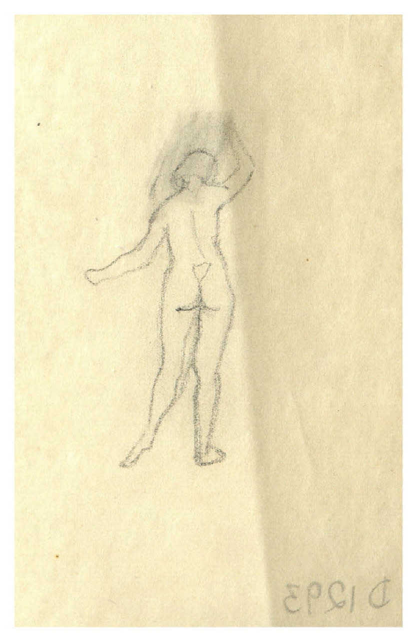 Nudo femminile di spalle (disegno) di Disertori, Benvenuto Maria (sec. XX)
