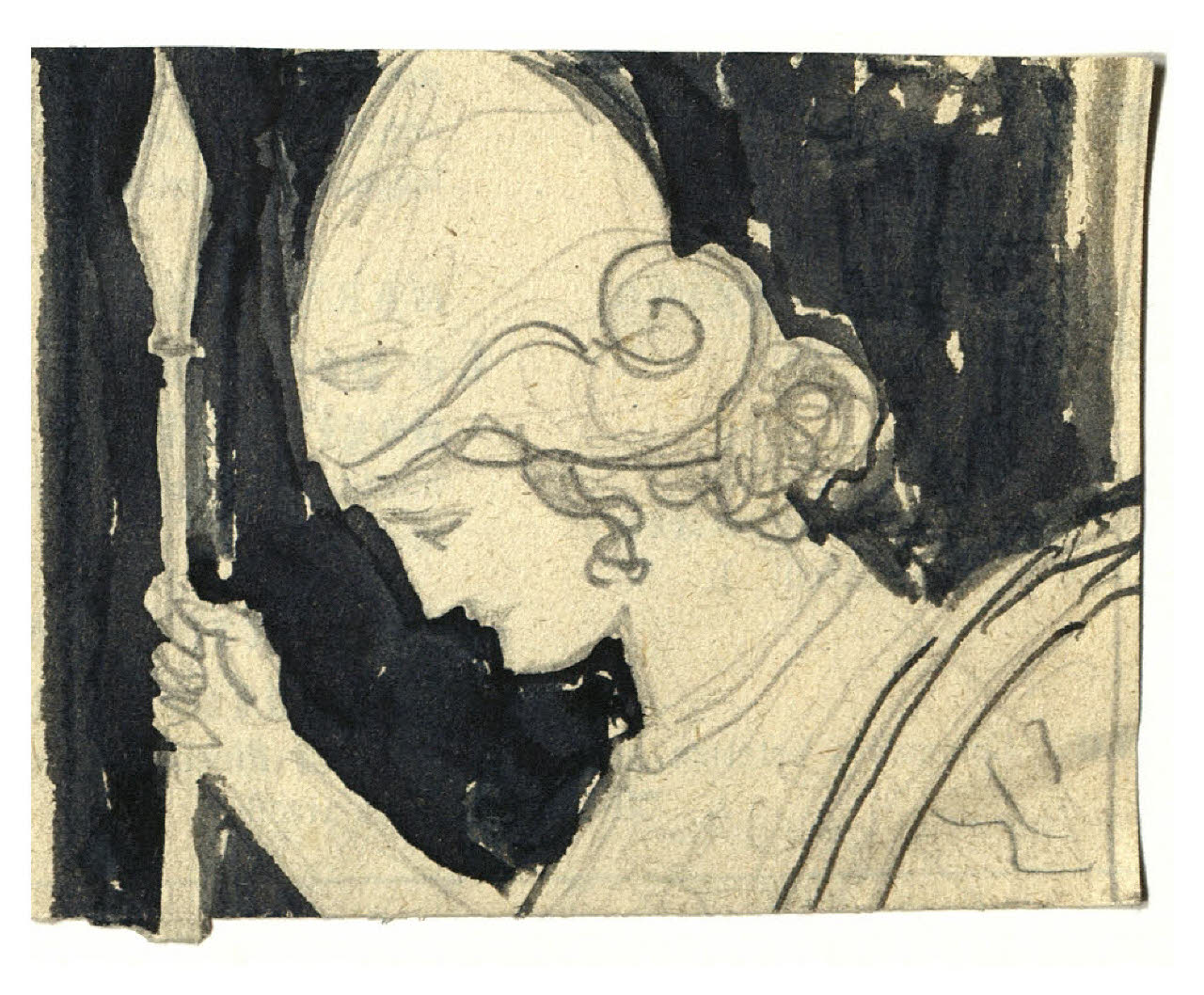 Minerva (studio per illustrazione) (disegno) di Disertori, Benvenuto Maria (prima metà sec. XX)
