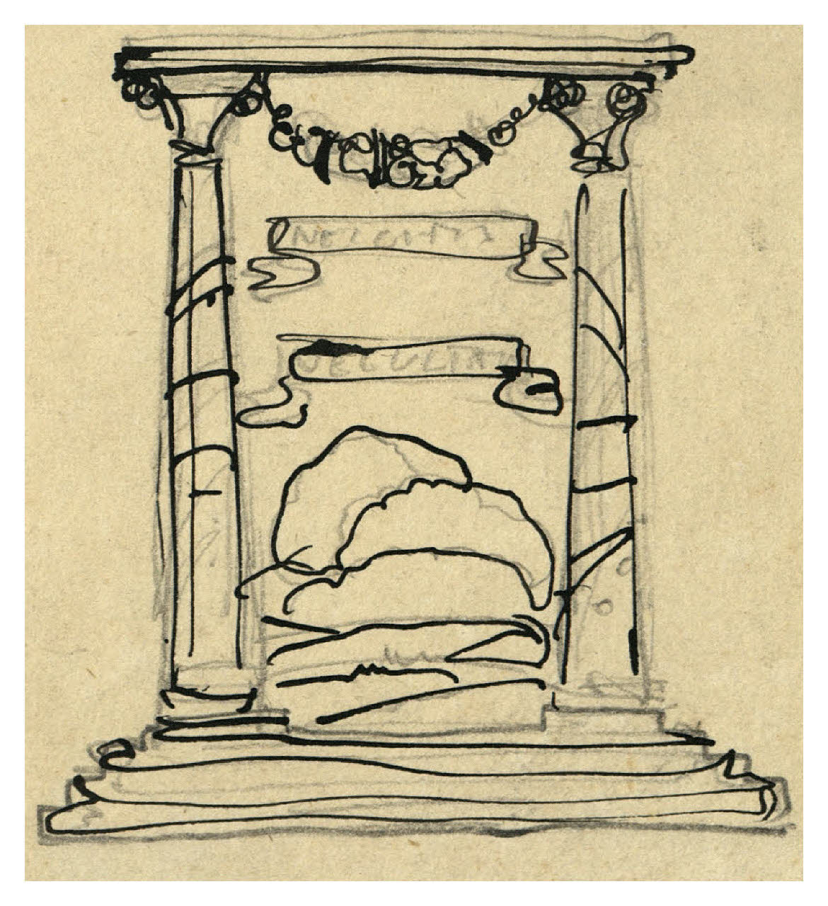 Colonne d'Ercole - Nec citra nec ultra (disegno) di Disertori, Benvenuto Maria (prima metà sec. XX)