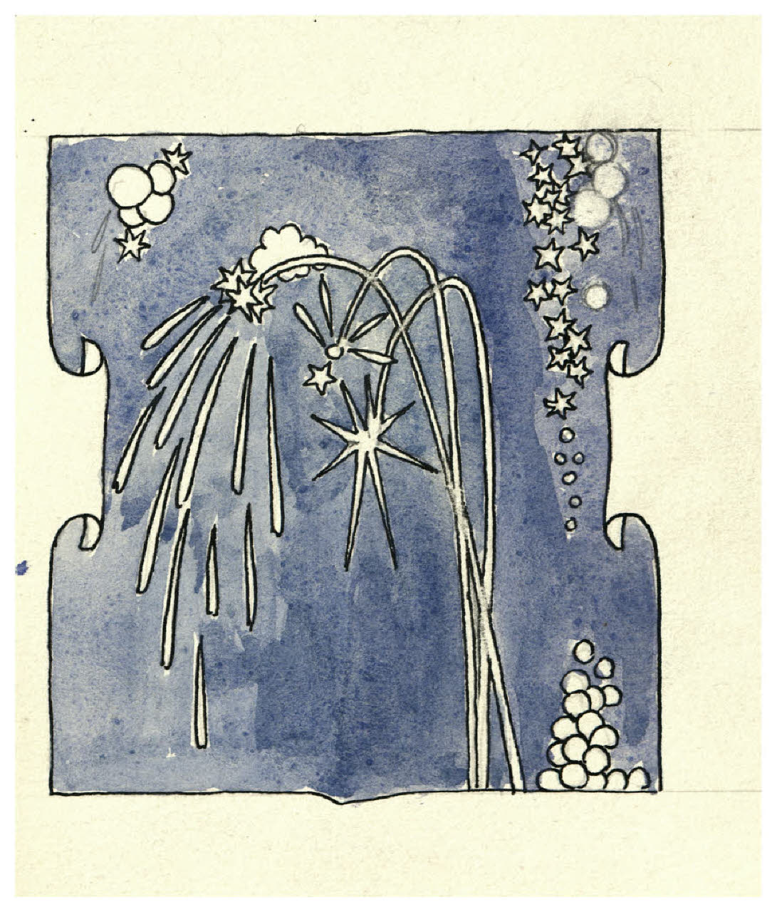 Fuochi d'artificio. Studio per illustrazione (disegno) di Disertori, Benvenuto Maria (prima metà sec. XX)