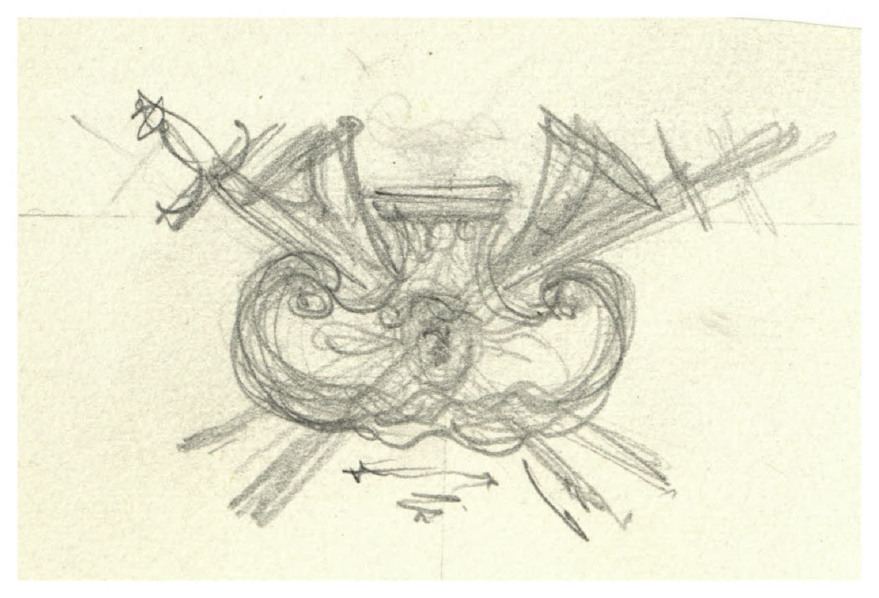 Spade e tube romane. Studio per illustrazione (disegno) di Disertori, Benvenuto Maria (prima metà sec. XX)