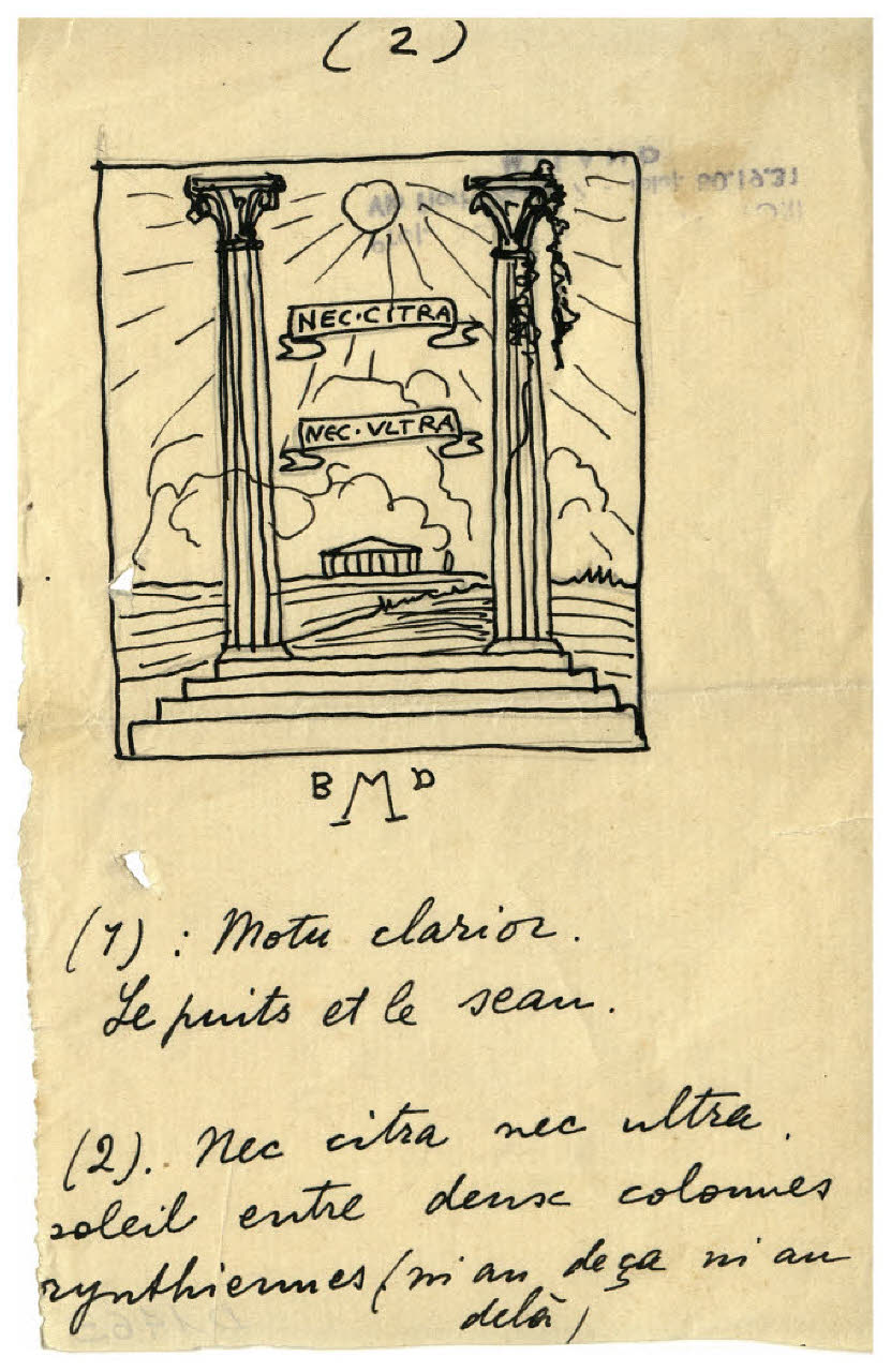 Colonne d'Ercole - Nec citra nec ultra (disegno) di Disertori, Benvenuto Maria (prima metà sec. XX)