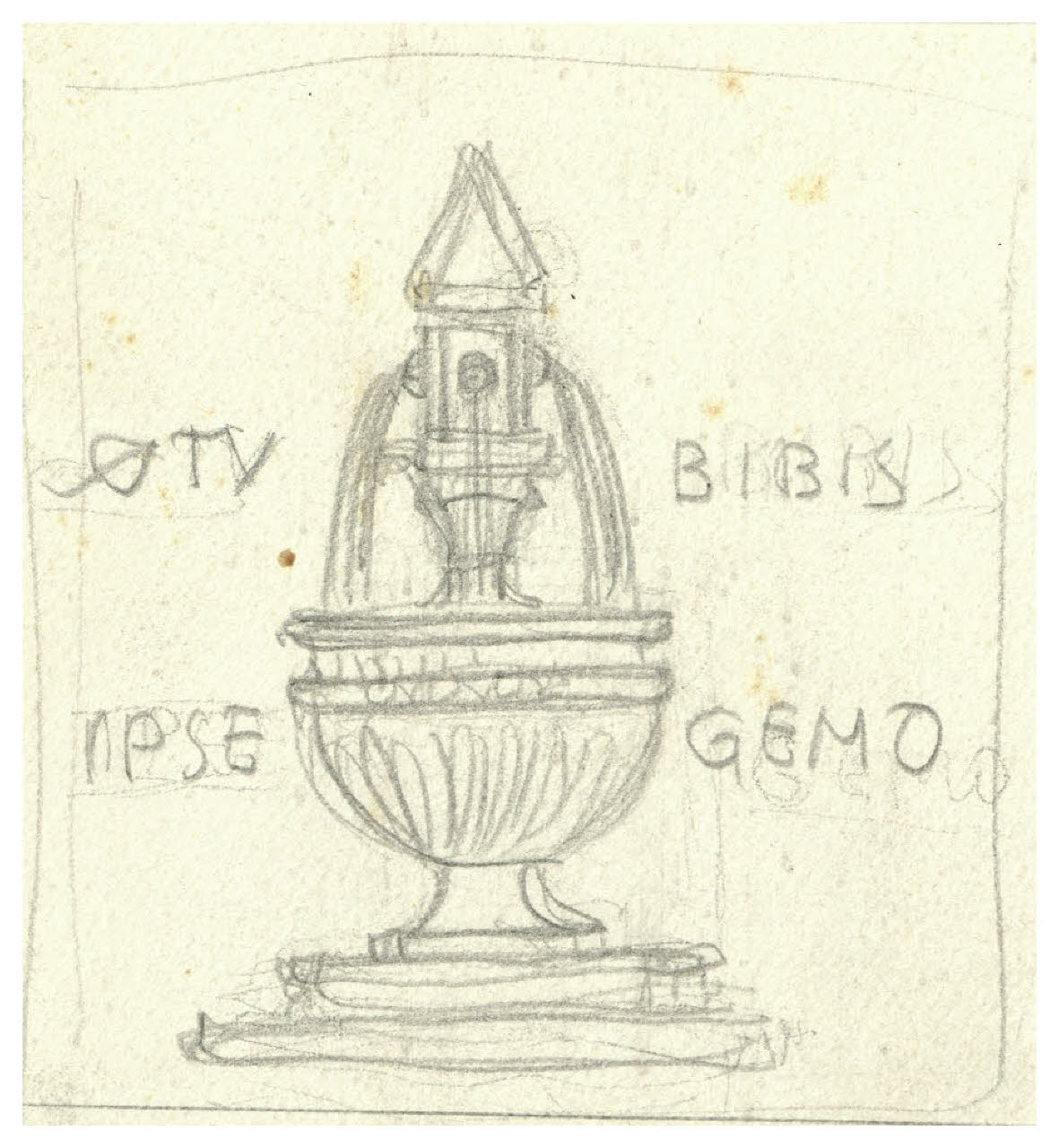 Fontana - Tu bibis ipse gemo (disegno) di Disertori, Benvenuto Maria (prima metà sec. XX)