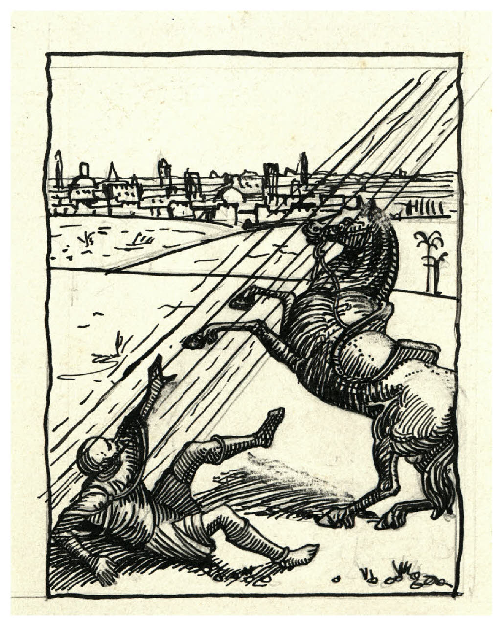 La conversione di San Paolo (disegno) di Disertori, Benvenuto Maria (prima metà sec. XX)