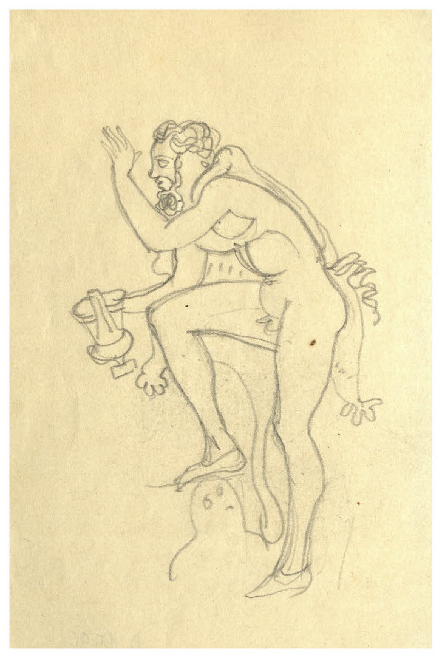 Figura maschile con pelle di leone. Studio per illustrazione (disegno) di Disertori, Benvenuto Maria (prima metà sec. XX)