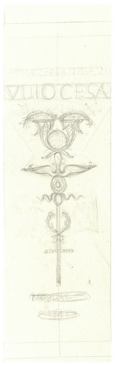 Trofeo all'antica (disegno preparatorio per la copertina di Enrico Corradini, Giulio Cesare, Milano, Mondadori, 1926) (disegno) di Disertori, Benvenuto Maria (sec. XX)