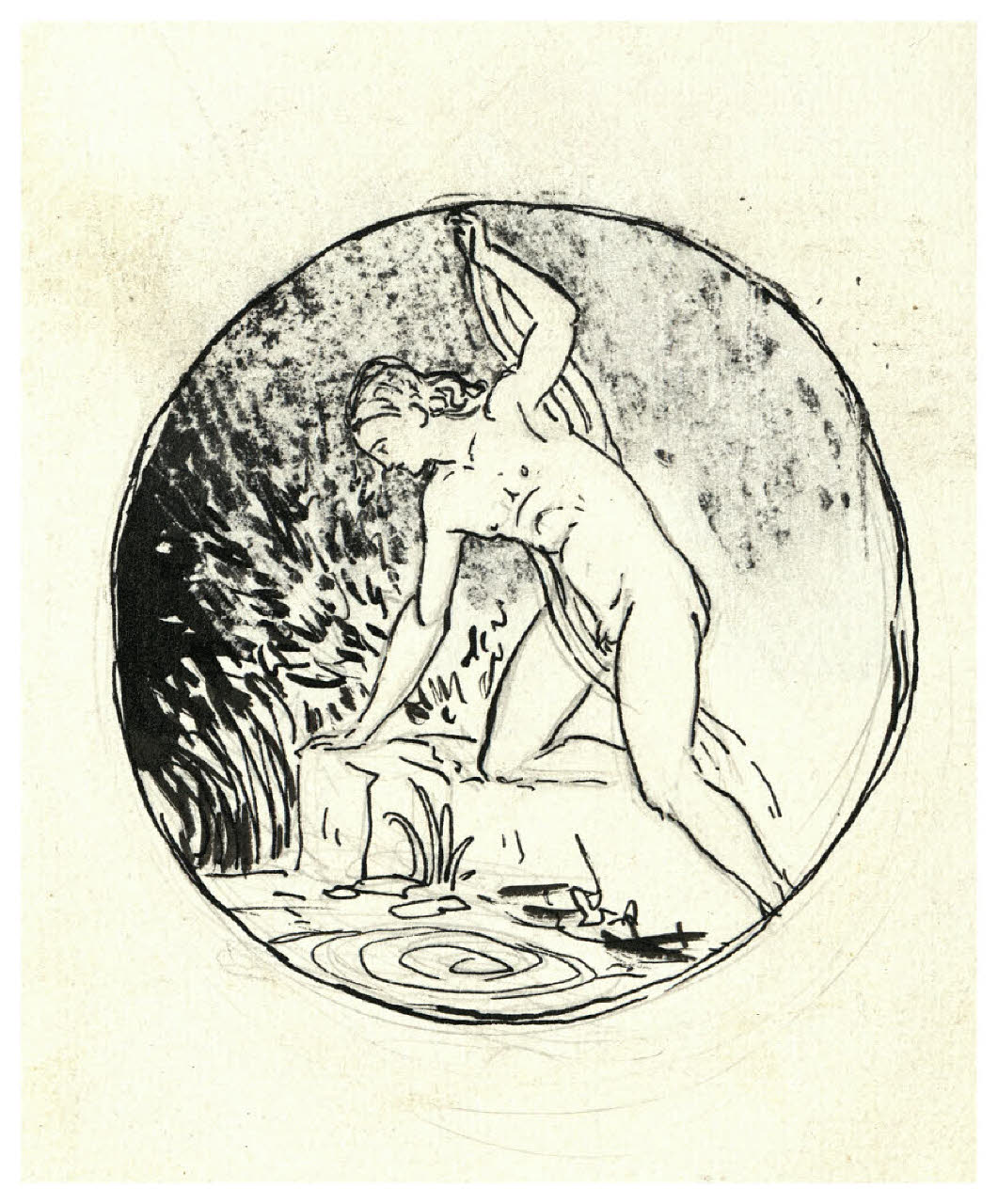 Narciso. Studio per illustrazione (disegno) di Disertori, Benvenuto Maria (prima metà sec. XX)