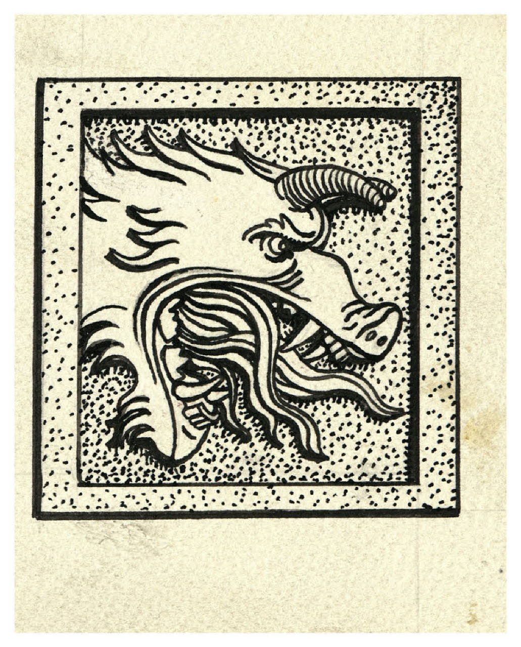 Testa di drago. Studio per illustrazione (disegno) di Disertori, Benvenuto Maria (prima metà sec. XX)