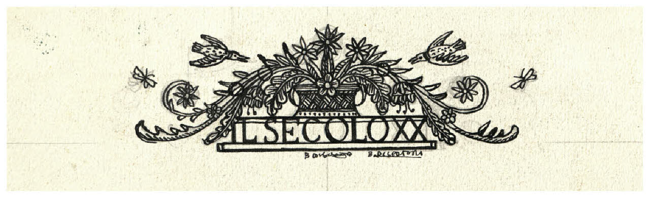 Motivo decorativo vegetale. Studio di testata per Il Secolo XX (disegno) di Disertori, Benvenuto Maria (prima metà sec. XX)