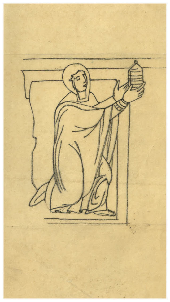 Figura femminile offerente (disegno) di Disertori, Benvenuto Maria (prima metà sec. XX)