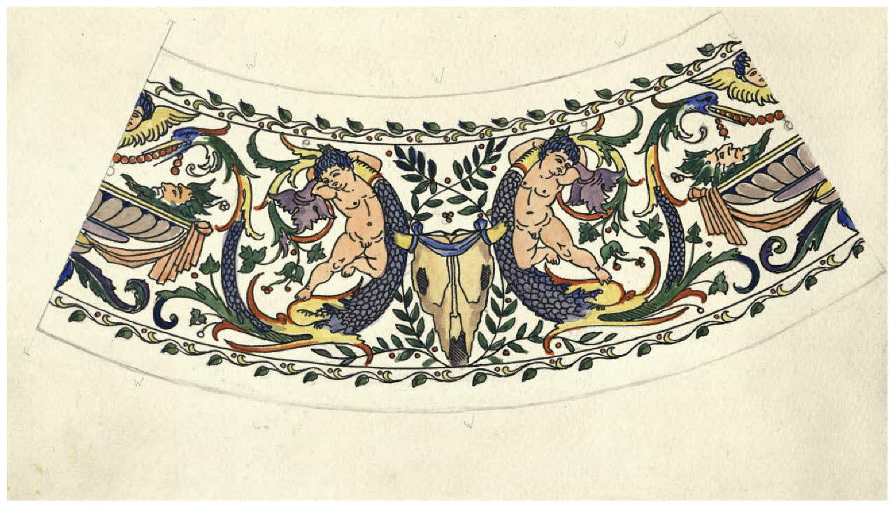 Fregio decorativo per una cornice circolare (disegno) di Disertori, Benvenuto Maria (prima metà sec. XX)