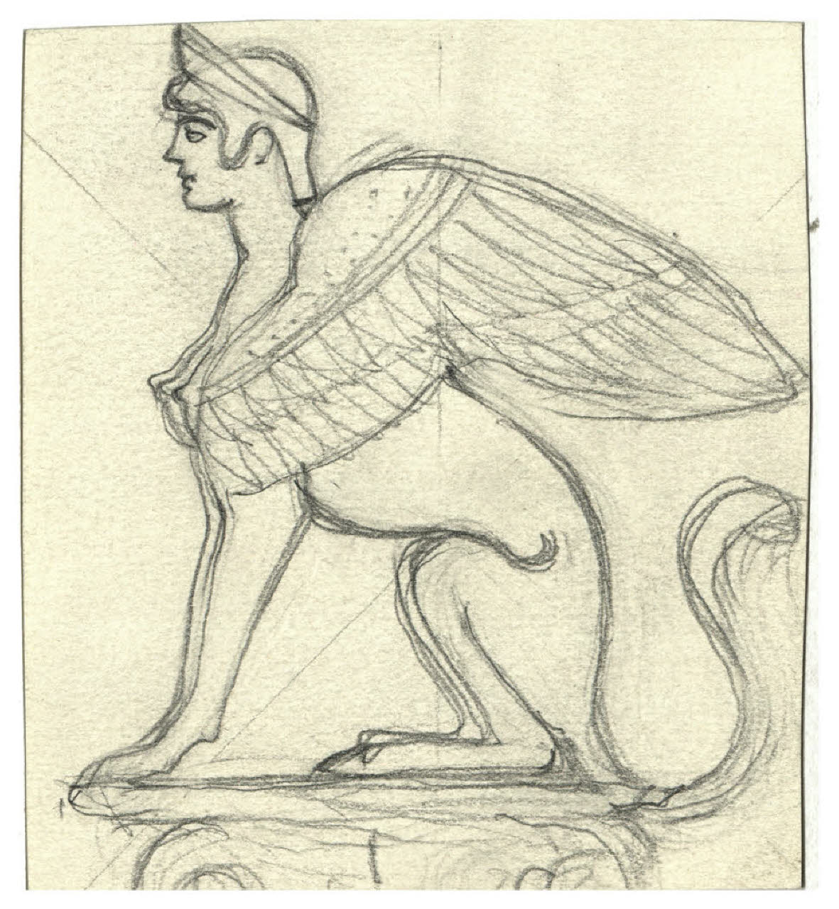 Sfinge. Disegno preparatorio per la copertina di Luigi Pirandello, Tutti i romanzi, Milano, Mondadori, 1957 (disegno) di Disertori, Benvenuto Maria (sec. XX)