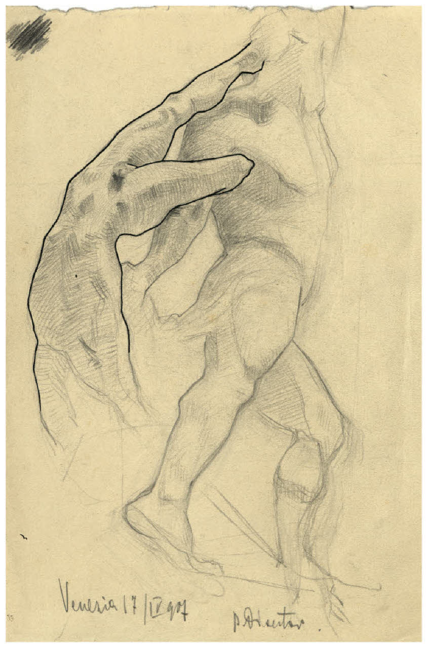 Ercole e Lica (dalla scultura di Antonio Canova) (disegno) di Disertori, Benvenuto Maria (sec. XX)