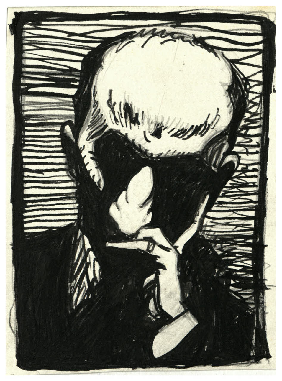 Ritratto maschile (Nino Barbantini?) (disegno) di Disertori, Benvenuto Maria (prima metà sec. XX)