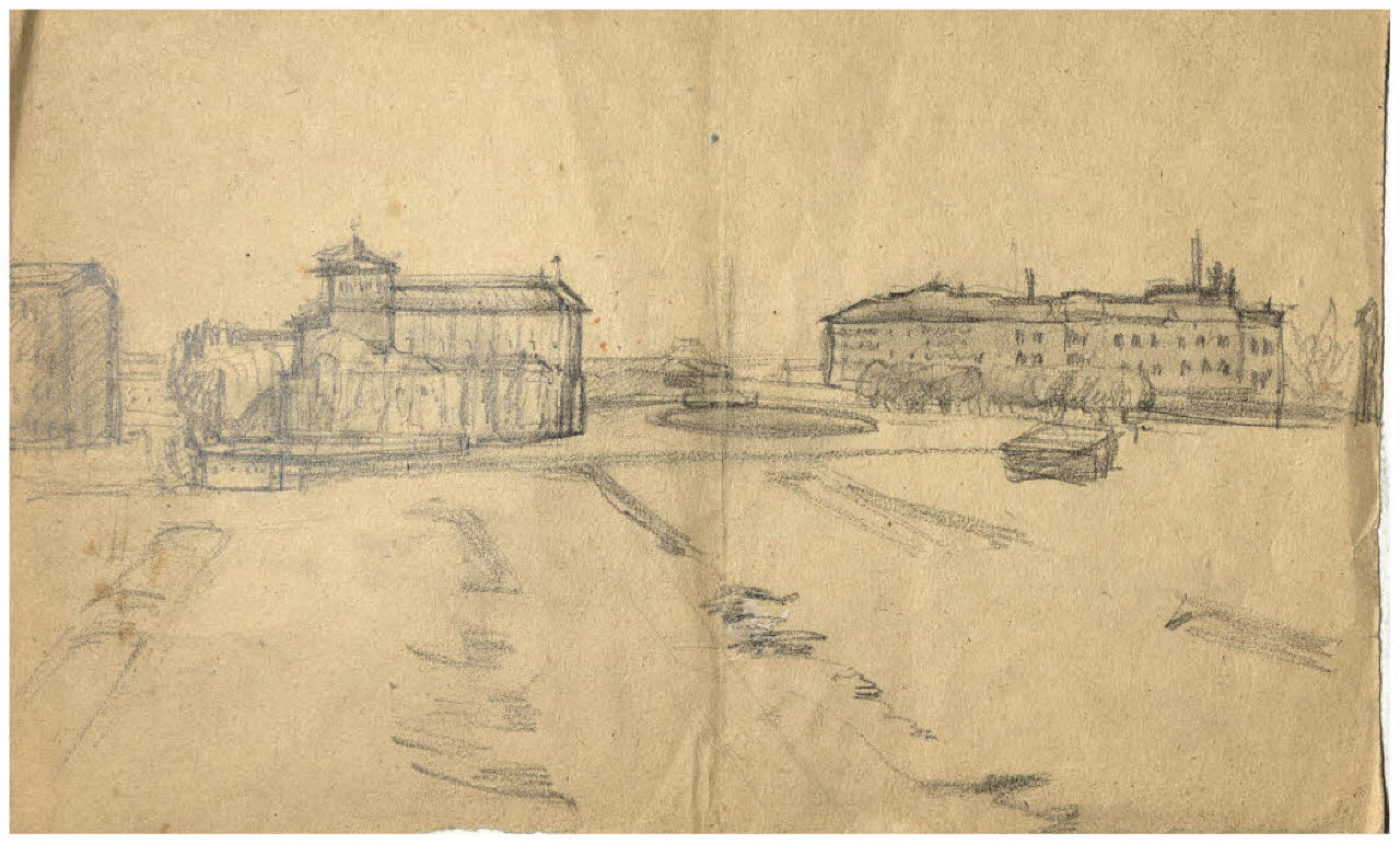 Veduta (disegno) di Disertori, Benvenuto Maria (prima metà sec. XX)