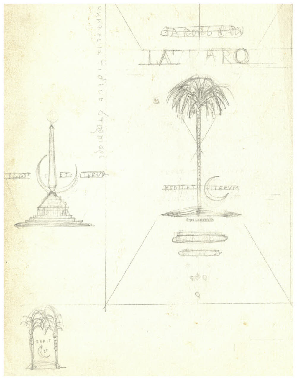 Bozzetto per la copertina di G.A. Borgese, Lazzaro, Milano, Mondadori, 1926 (disegno) di Disertori, Benvenuto Maria (sec. XX)