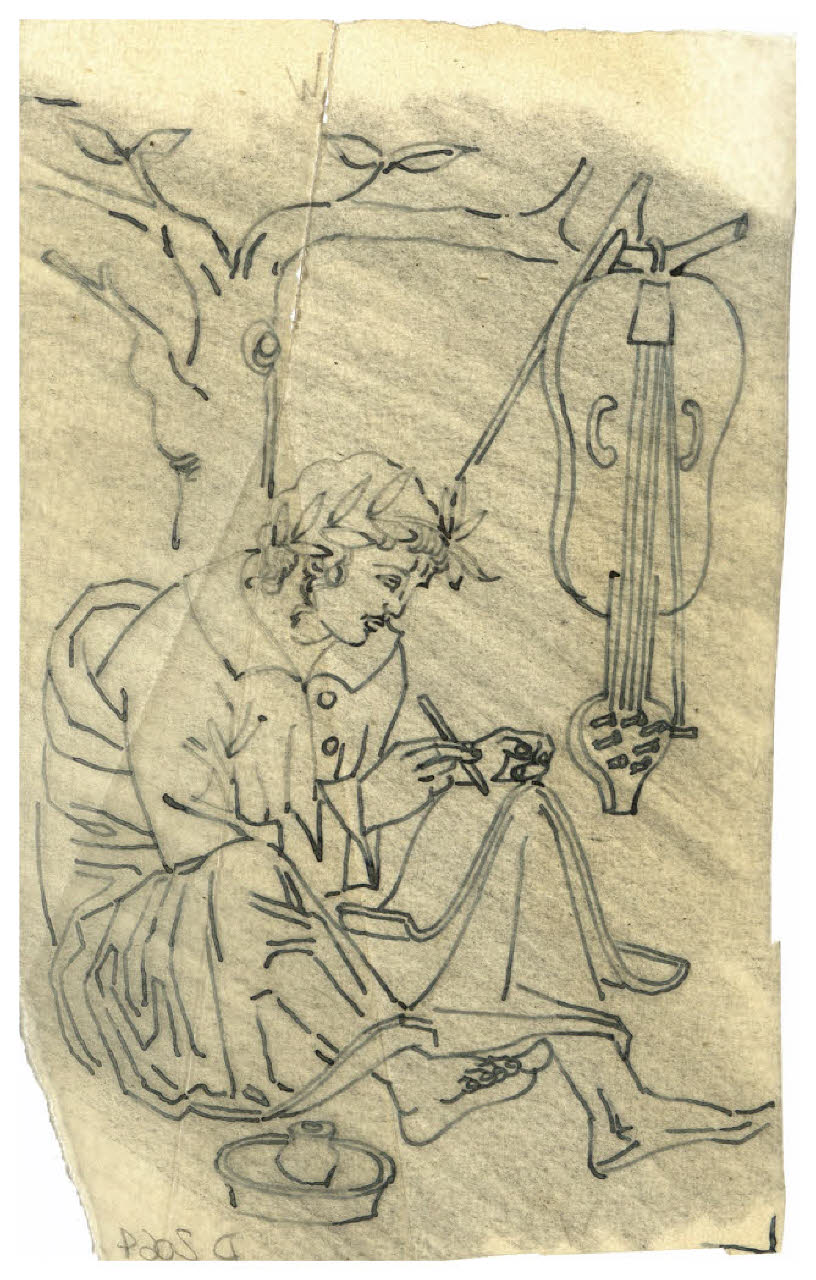 Il poeta Virgilio. Disegno preparatorio per la copertina di Emporium, aprile 1927 (disegno) di Disertori, Benvenuto Maria (sec. XX)