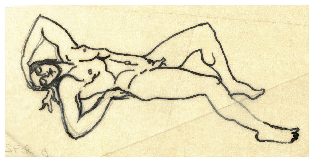 Nudo maschile (disegno preparatorio per la figura di Marte nell'acquaforte, mai realizzata, Il Pianeta Marte) (disegno) di Disertori, Benvenuto Maria (sec. XX)