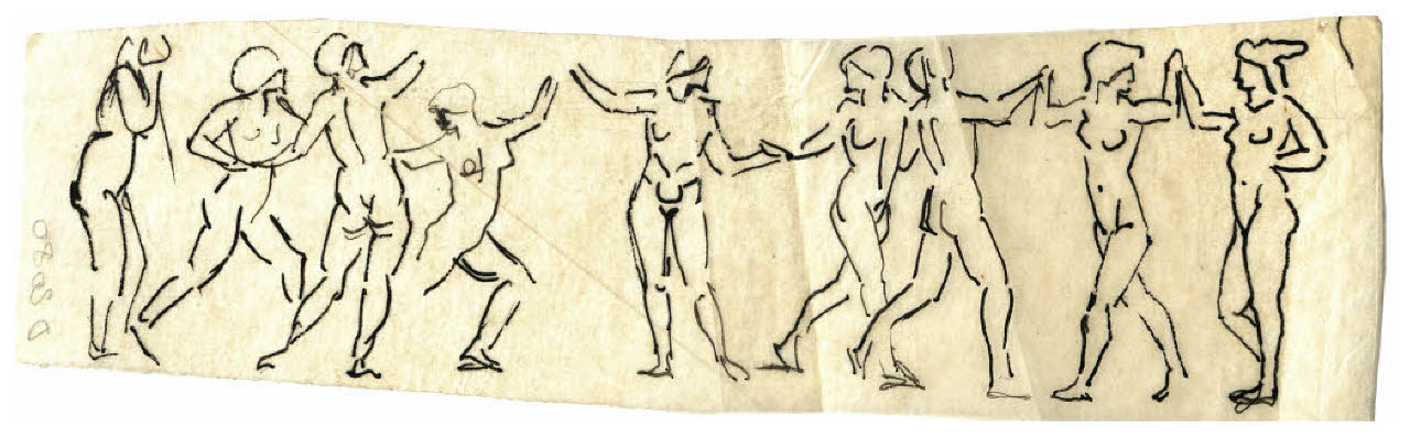 Le nove muse (disegno preparatorio per l'acquaforte, mai realizzata, Il Pianeta Marte) (disegno) di Disertori, Benvenuto Maria (sec. XX)