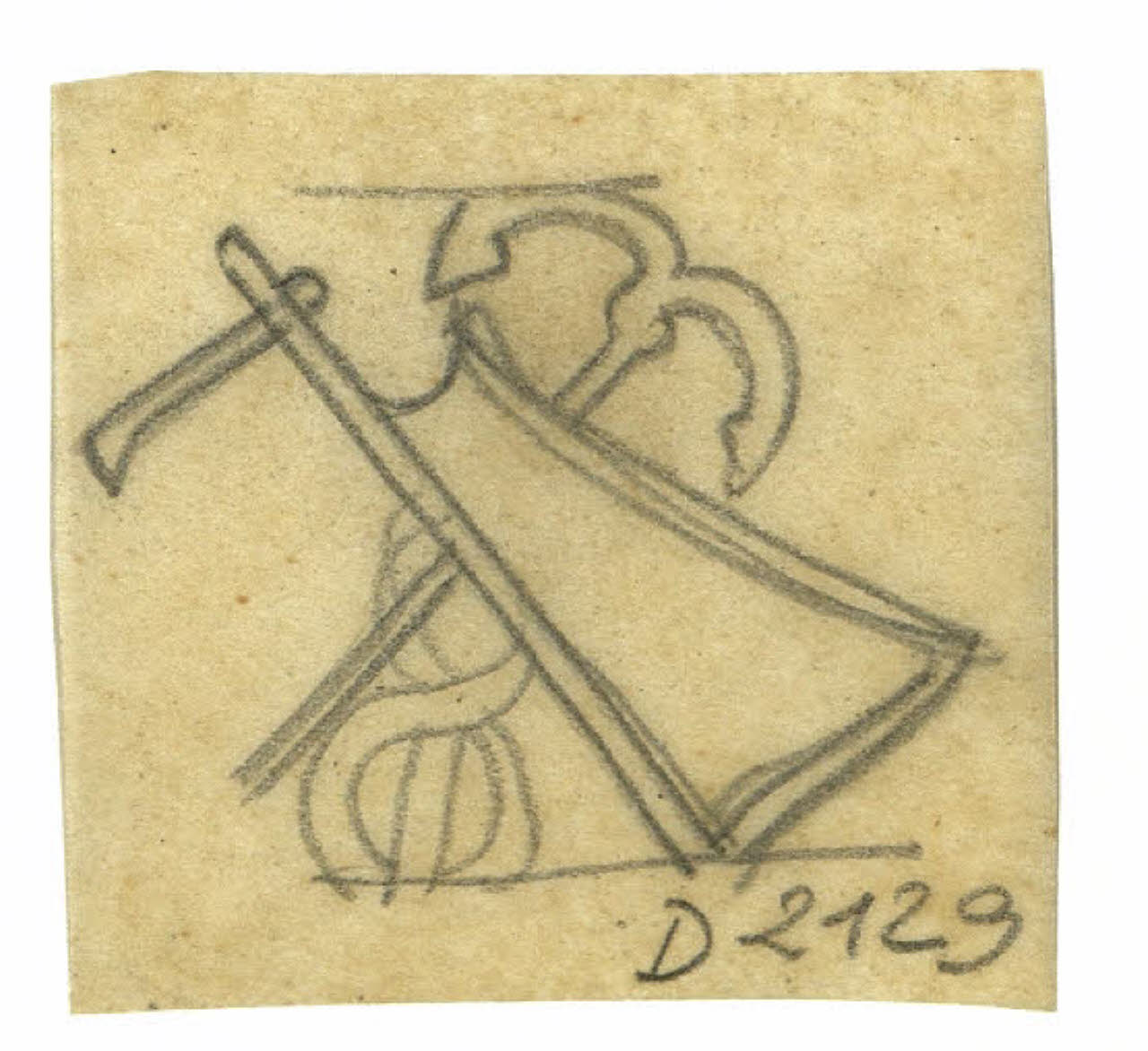 Ancora e timone. Disegno preparatorio per la cornice di un menu (disegno) di Disertori, Benvenuto Maria (prima metà sec. XX)