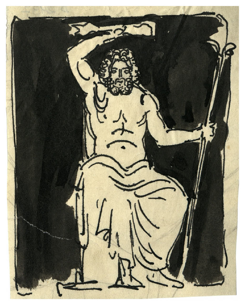 Giove seduto. Studio per illustrazione (disegno) di Disertori, Benvenuto Maria (prima metà sec. XX)