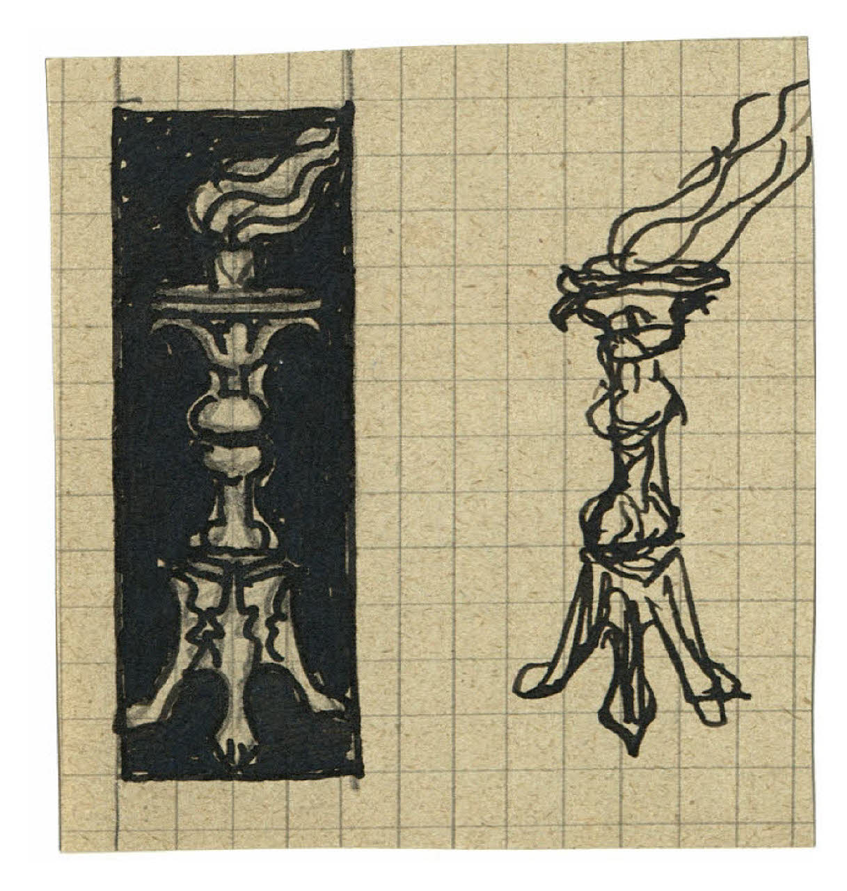 Candelabro (disegno) di Disertori, Benvenuto Maria (prima metà sec. XX)