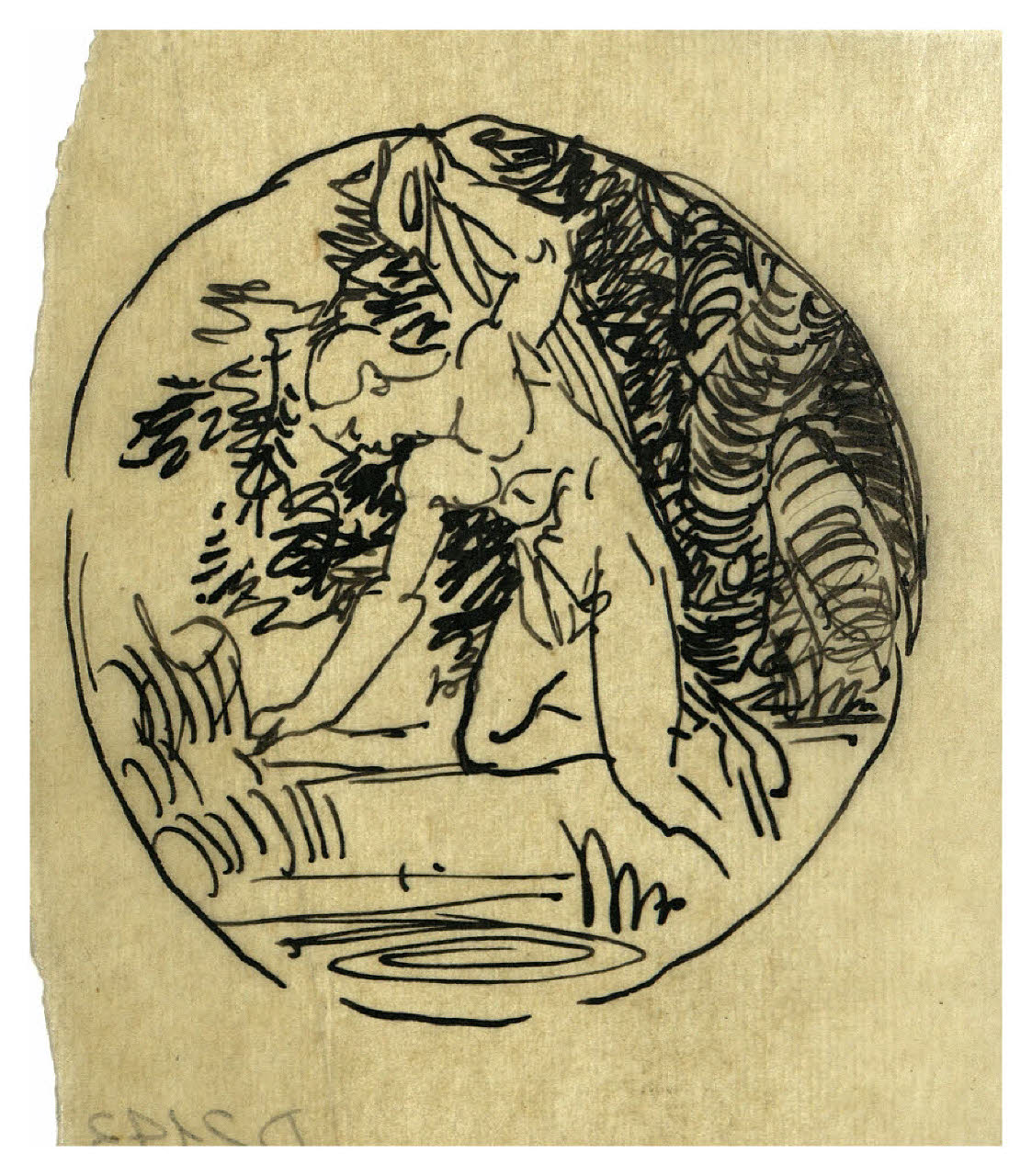 Narciso. Studio per illustrazione (disegno) di Disertori, Benvenuto Maria (prima metà sec. XX)