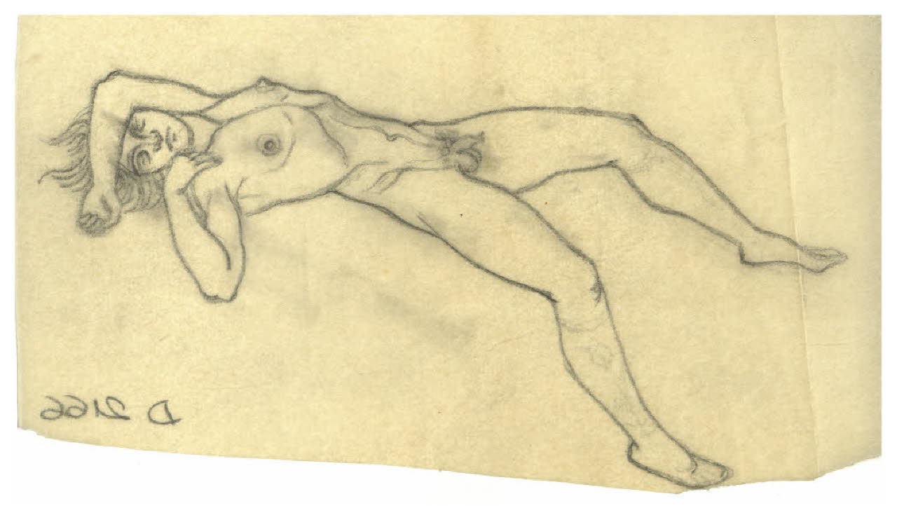 Nudo maschile (disegno preparatorio per la figura di Marte nell'acquaforte, mai realizzata, Il Pianeta Marte) (disegno) di Disertori, Benvenuto Maria (sec. XX)