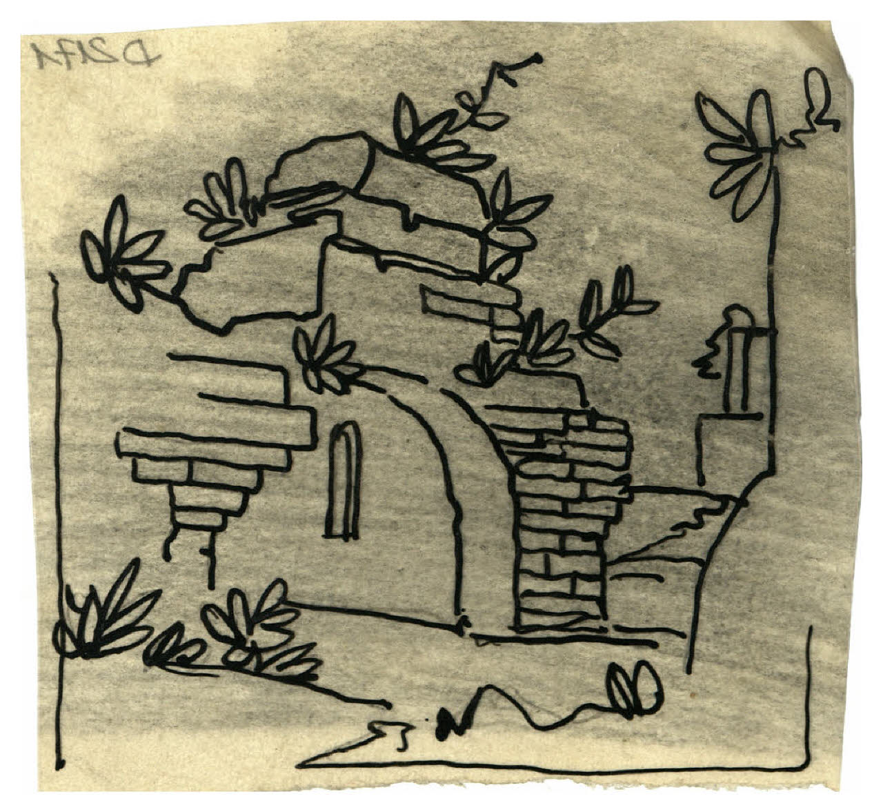 Tomba di Virgilio. Disegno preparatorio per la IV di copertina di Emporium, aprile 1927 (disegno) di Disertori, Benvenuto Maria (sec. XX)