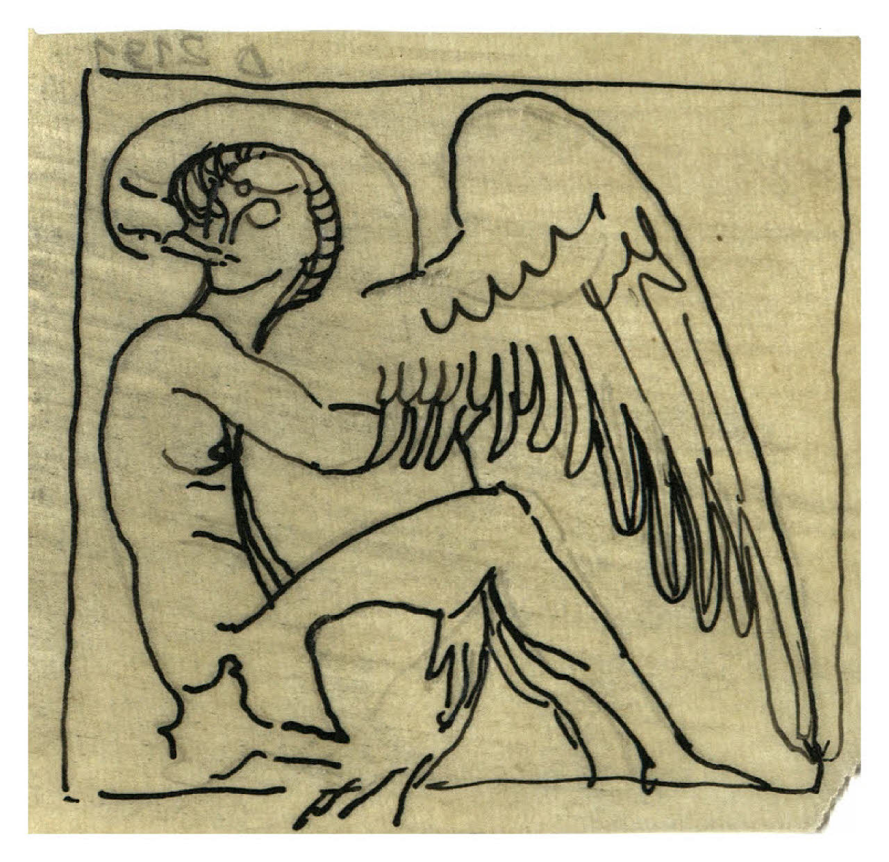 Leda e il cigno (disegno) di Disertori, Benvenuto Maria (prima metà sec. XX)